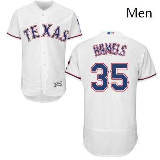 Mens Majestic Texas Rangers 35 Cole Hamels White Home Flex Base Authentic Collection MLB Jersey